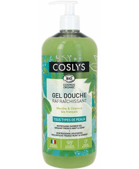 Coslys Gel douche rafraîchissant Menthe Chanvre 1L