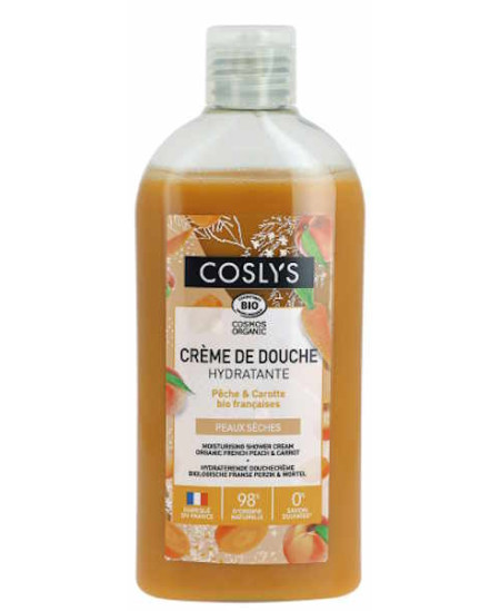 Coslys Crème de douche hydratante pêche carotte 250 ml vivifiante et adoucissante Espritphyto