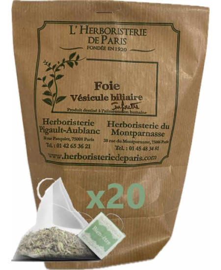 Herboristerie de Paris Tisane Foie Vésicule Biliaire 20 infusettes concentrées de 2gr Herboristerie de Paris Tisane Foie Vésicule Biliaire 20 infusettes concentrées de 2gr
