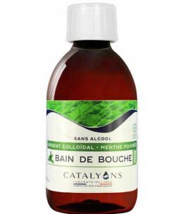Catalyons Bain de bouche bio à l'Argent colloïdal 250ml menthe poivrée argent 30ppm zinc ionisé Espritphyto
