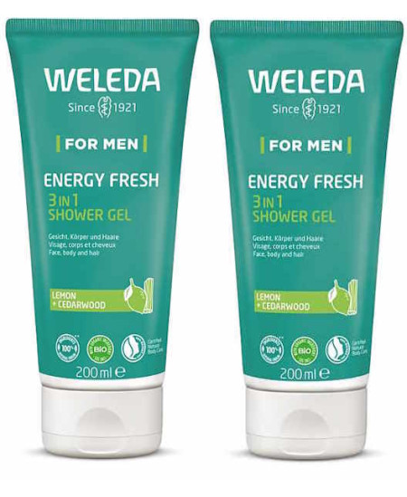 Weleda Duo Gel douche Men 3 en 1 Energy Fresh 2x 200ml lot de 2 gels douche Espritphyto