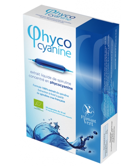 Flamant Vert Phycocyanine 30mg 20 ampoules de 10ml tonus et énergie Espritphyto Flamant Vert Phycocyanine 30mg 20 ampoules de 10ml tonus et énergie Espritphyto