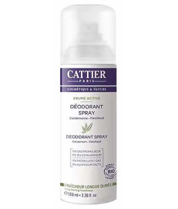 Cattier Brume active déodorant spray Cardamome Patchouli 100ml espritphyto sans gaz propulseur