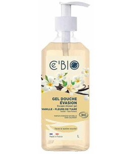Cé'Bio Gel douche Evasion Vanille Fleurs de Tiaré 1 Litre lavande aloe vera certifié Cosmos Espritphyto