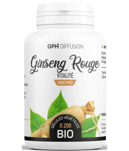 GPH Diffusion Ginseng Rouge Racine bio 300mg 200 gélules tonus et vitalité Espritphyto