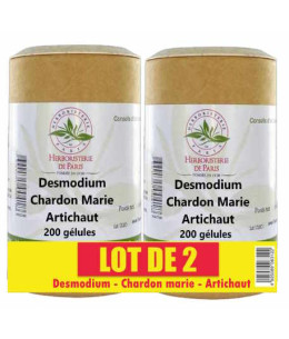 Herboristerie de paris Lot de 2 Desmodium Chardon marie Curcuma Artichaut 2x200 gélules confort hépatique Espritphyto