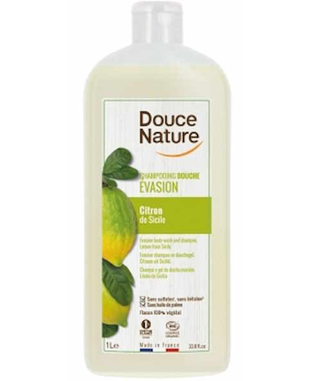 Douce Nature Shampoing douche évasion Citron de Sicile 1L tous types de cheveux espritphyto Douce Nature Shampoing douche évasion Citron de Sicile 1L tous types de cheveux espritphyto