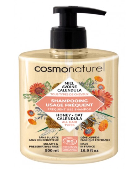 Shampoing usage fréquent Miel Calendula Avoine 500ml - Cosmo Naturel cheveux normaux Shampoing usage fréquent Miel Calendula Avoine 500ml - Cosmo Naturel cheveux normaux