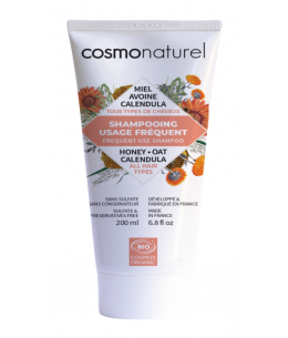 Shampoing usage fréquent Miel Calendula Avoine 200ml - Cosmo Naturel cheveux normaux