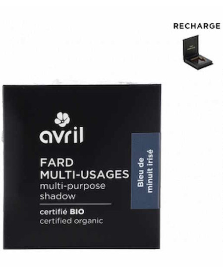 Avril Fard Multi Usages Bleu de Minuit irisé 2.5g recharge certifiée Cosmos organic Espritphyto