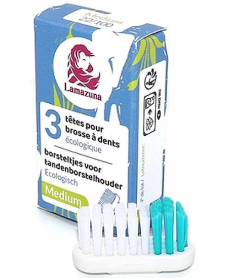 Lamazuna Recharge 3 têtes de brosse à dents Médium Espritphyto Lamazuna Recharge 3 têtes de brosse à dents Médium Espritphyto