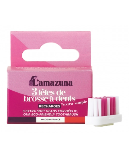 Lamazuna Recharge 3 têtes de brosse à dents Extra Souple Espritphyto
