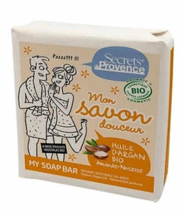 Secrets De Provence Mon savon douceur huile d'argan parfum Amande Noisette 100 gr douceur bio Espritphyto