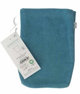 Popolini 1 gant de toilette en coton biologique Bleu vintage lavable Espritphyto