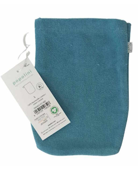 Popolini 1 gant de toilette en coton biologique Bleu vintage lavable Espritphyto