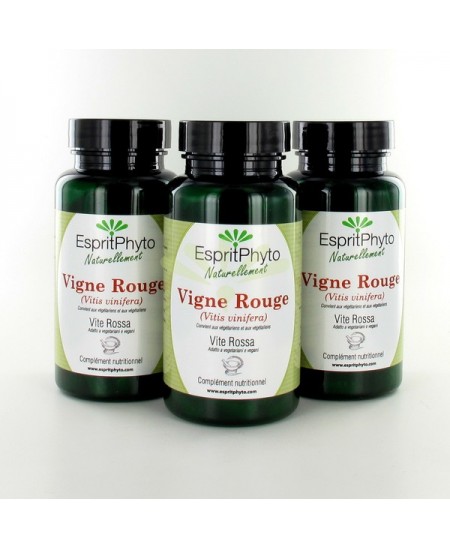 EspritPhyto - Vigne rouge - Cure de 3 mois (3 boîtes de 90 gélules) EspritPhyto - Vigne rouge - Cure de 3 mois (3 boîtes de 90 gélules)
