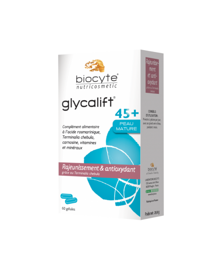 Biocyte - Glycalift 45+ Peau Mature - Rajeunissement & Antioxydant - 60 Gélules Biocyte - Glycalift 45+ Peau Mature - Rajeunissement & Antioxydant - 60 Gélules