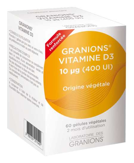 Laboratoire Des Granions - Granions Vitamine D3 végétale - 60 gélules Laboratoire Des Granions - Granions Vitamine D3 végétale - 60 gélules