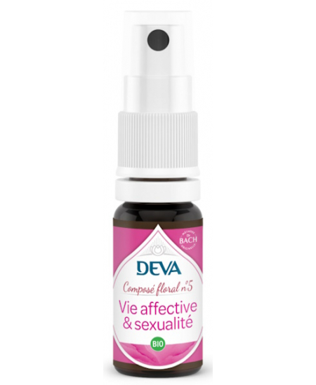 Deva - Spray Composé Floral Bio - Vie Affective et Sexualité N° 5 - 10 Ml Deva - Spray Composé Floral Bio - Vie Affective et Sexualité N° 5 - 10 Ml
