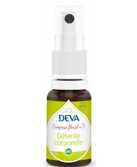 Deva - Spray Composé Floral Bio - Détente Corporelle N° 3 - 10 Ml Deva - Spray Composé Floral Bio - Détente Corporelle N° 3 - 10 Ml