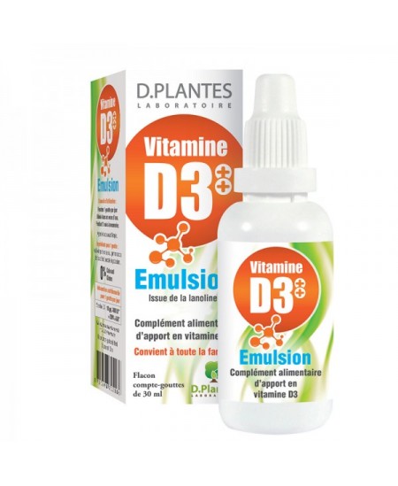 D. Plantes - Vitamine D3+ + Emulsion - flacon 30 ml D. Plantes - Vitamine D3+ + Emulsion - flacon 30 ml
