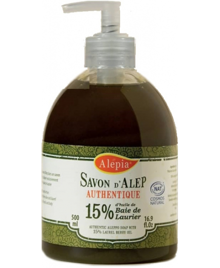 Alepia - Pouss savon d'Alep liquide authentique 15% Laurier - 500 ml Alepia - Pouss savon d'Alep liquide authentique 15% Laurier - 500 ml