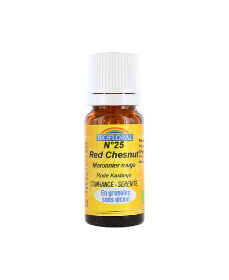 Biofloral - Elixir Red Chesnut n°25 Marronnier rouge en granules - 10 gr Biofloral - Elixir Red Chesnut n°25 Marronnier rouge en granules - 10 gr