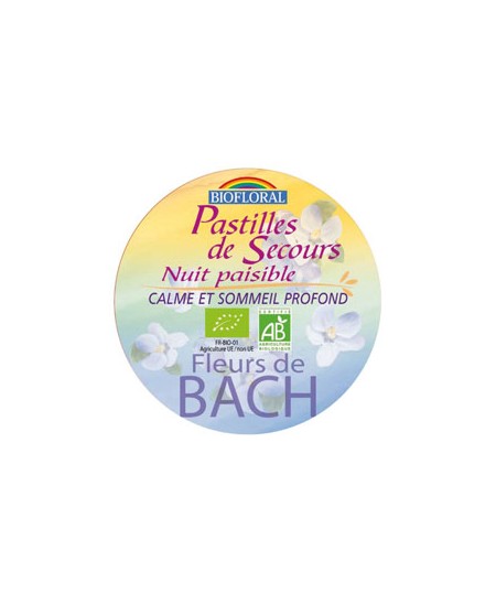 Biofloral - Pastilles de secours Nuit Paisible sans alcool boite familiale - 50 gr Biofloral - Pastilles de secours Nuit Paisible sans alcool boite familiale - 50 gr