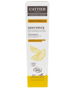 Cattier - Dentifrice Dentargile reminéralisant au Citron gencives irritées - 75 ml