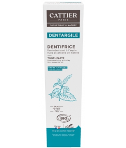 Dentifrice Dentargile reminéralisant Argile Menthe rafraîchissant75ml  - Cattier Espritphyto