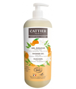 Cattier - Gel douche sans sulfate parfum Clémentine Fleur d'oranger - 1 L Gel douche relaxant Espritphyto