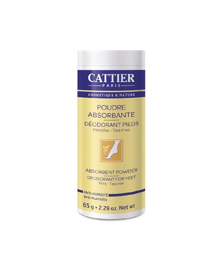 Cattier - Poudre absorbante déodorant pieds Menthe Tea Tree naturelle - 65 gr Cattier - Poudre absorbante déodorant pieds Menthe Tea Tree naturelle - 65 gr