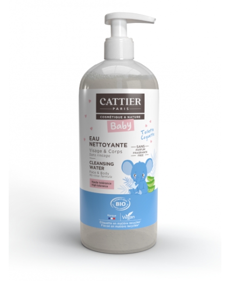 Cattier - Eau nettoyante visage et corps sans rinçage bébé 500ml - 500 ml