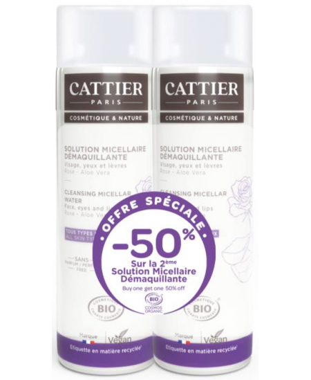 Cattier - Lot de 2 solutions micellaire offre spéciale - 2 x 300 ml Cattier - Lot de 2 solutions micellaire offre spéciale - 2 x 300 ml