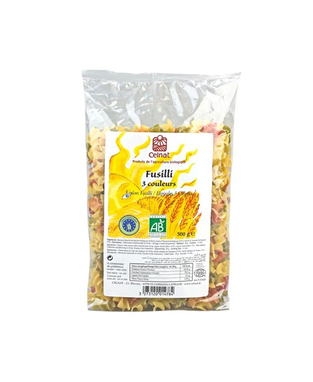 Celnat - Fusilli 3 couleurs - 500 gr Celnat - Fusilli 3 couleurs - 500 gr