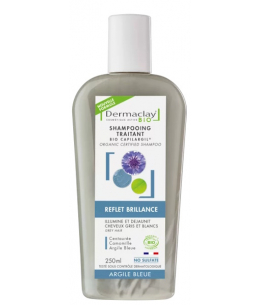 Shampoing reflet Cheveux blonds, Blancs, Mêchés - 250 ml - Dermaclay déjaunisseur argile bleue Espritphyto