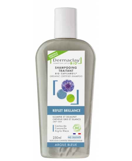 Shampoing reflet Cheveux blonds, Blancs, Mêchés - 250 ml - Dermaclay déjaunisseur argile bleue Espritphyto