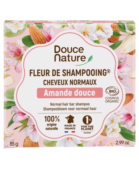 Douce Nature - Fleur de Shampooing solide cheveux normaux Amande douce - 85 gr Douce Nature - Fleur de Shampooing solide cheveux normaux Amande douce - 85 gr