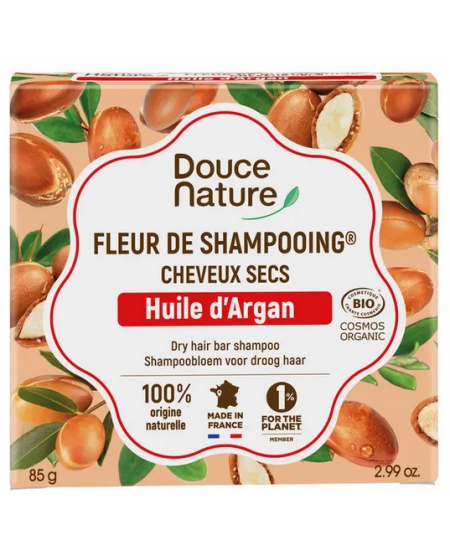 Douce Nature - Fleur de Shampooing solide cheveux secs Argan Argile rouge - 85 gr