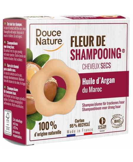 Douce Nature - Fleur de Shampooing solide cheveux secs Argan Argile rouge - 85 gr
