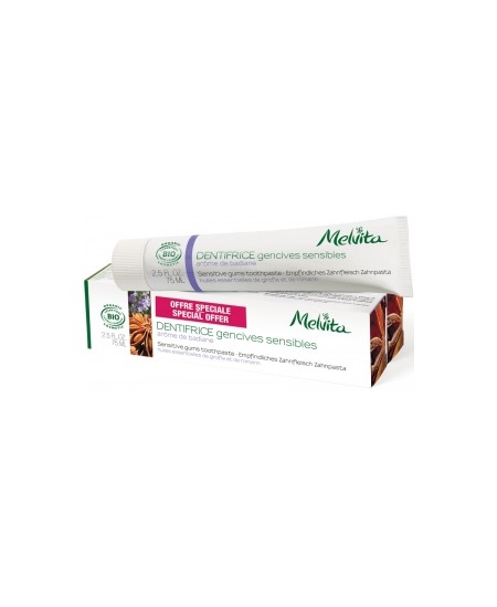 Melvita - Duo Dentifrice Gencives sensibles Arôme Badiane Sauge Girofle Romarin - 2x75 ml Melvita - Duo Dentifrice Gencives sensibles Arôme Badiane Sauge Girofle Romarin - 2x75 ml