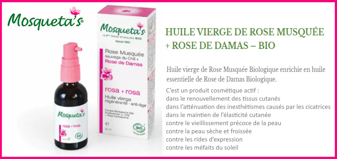 la synergie rose musquée et rose de damas Mosqueta's régénère les peaux dévitalisées