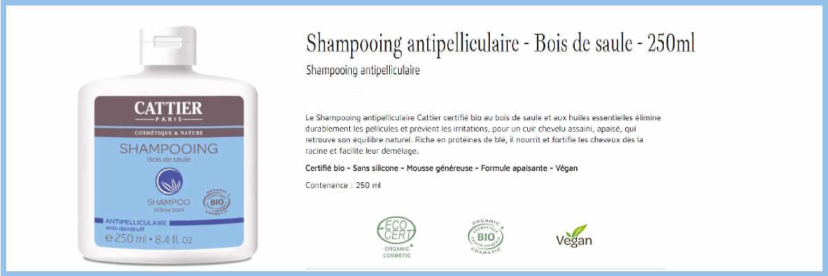 Le Shampooing anti pelliculaire au saule élimine durablement les pellicules et apaise le cuir chevelu.